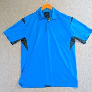 Nike Golf Polo Shirt Men's Large Blue Fit Dry Short Sleeve